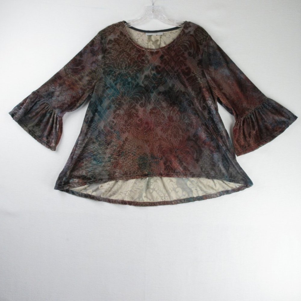 Bryn Walker Velvet Burnout Top Size M 3/4 Sleeve